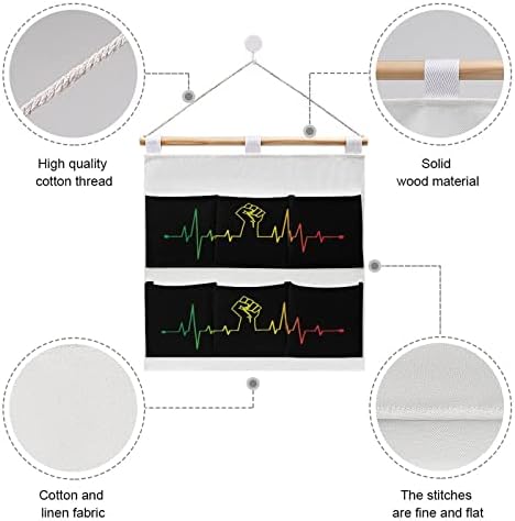 שחור כוח אגרוף פעימות לב קיר ארון תליית אחסון תיק 6 כיסים פשתן כותנה מעל את דלת ארגונית שקיות