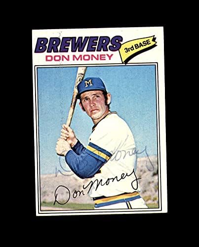 דון כסף חתום על יד 1977 Topps Milwaukee Brewers