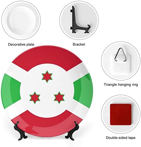דגל בורונדי עצם קרמיקה סין צלחות דקורטיביות עם קישוטים לתלייה של צלחות ארוחת ערב
