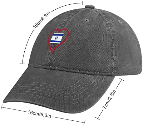אני אוהב את ישראל לב אדום מבוגר מעוגל כובע בייסבול כובע ג'ינס מתכוונן כובעי ספורט