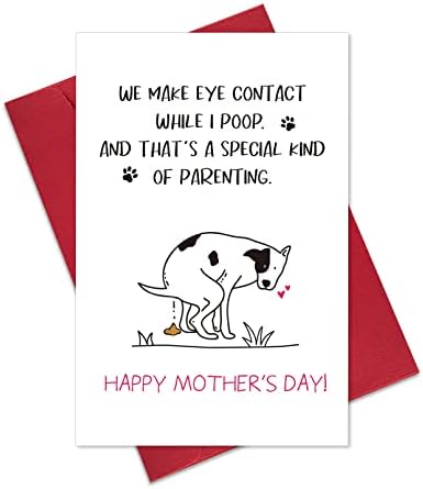 אוגבי מצחיק אמהות יום כרטיס עבור כלב אמא, הומור אמא של יום כרטיס מתנה מכלב, אנחנו ליצור קשר עין בזמן שאני קקי