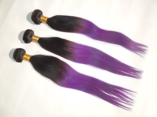 שיער שיער אירופאי הארכת שיער בתולה אנושית 3 חבילות 10 -28 צבע אומברה ישר 1 ב צבע סגול