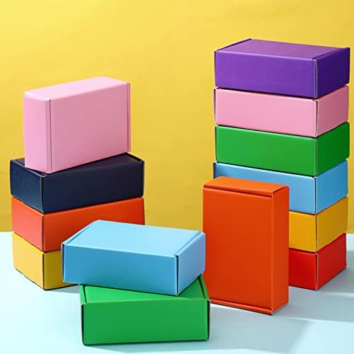 טלינג 20 חתיכות 6 איקס 4 איקס 2 אינץ קטן חינם קופסות 8 צבעים גלי קרטון קופסות עם מכסים עבור אריזה קטן עסקים,