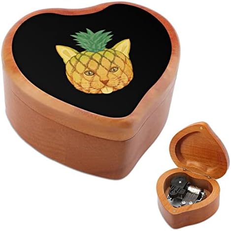 קופסא מוסיקה מעץ אננס קופסת מעץ צורת לב קופסת מוסיקה וינטג 'שעון עץ מתנות קופסאות מוזיקליות