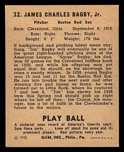 1940 כדור משחק 32 ג'ים בגבי בוסטון רד סוקס אקס רד סוקס