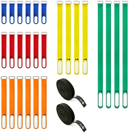 רצועות סינץ 'של עטוף IT וגליל מחורר עצמאי-רצועות כבלים שונות של 28 חבילות וקשרי כבלים לשימוש חוזר