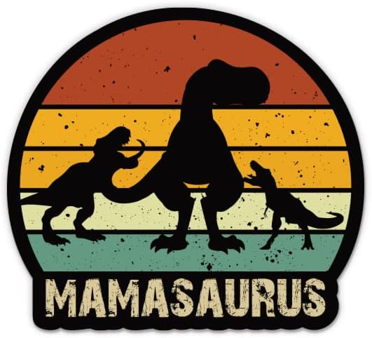 Mamasaurus עם מדבקה לילדים - מדבקת מחשב נייד 3 אינץ ' - ויניל אטום למים לרכב, טלפון, בקבוק מים