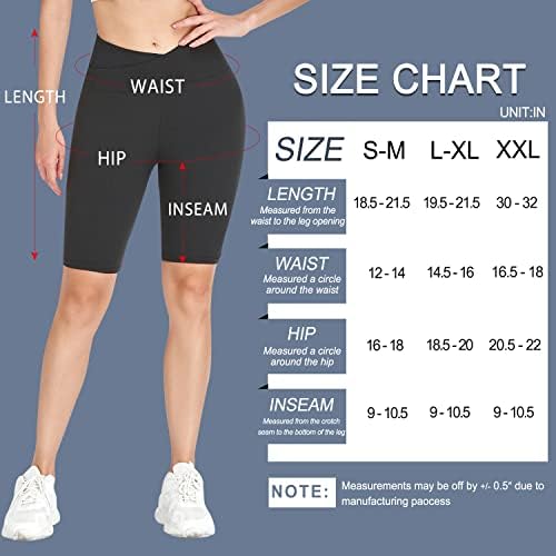 היי מכנסיים קצרים של אופנוענים לנשים - 8 מכנסיים קצרים של בקרת בטן גבוהה בגובה המותניים המותניים,