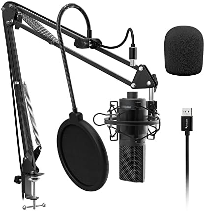 מחשב הקבל מיקרופון עם מתכוונן שולחן העבודה מיקרופון זרוע הלם הר עבור סטודיו הקלטת שירה קול