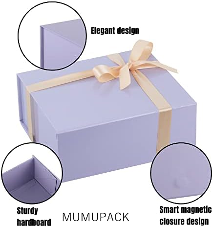 קופסת מתנה מומופאק נייר מיוחד סגול בהיר 12 על 8 על 4.5 אינץ ' קופסת מתנה גדולה שושבין החתן חתונה ליל כל