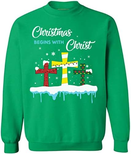 סגנונות מסורבלים סוודר חג המולד של ישו - סווטשירט חג המולד הדתי הנוצרי - שמח