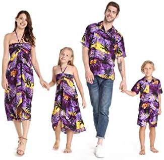 משפחת תואמת הוואי לואו גברים נשים בנות בגדי ילד בשקיעה סגול