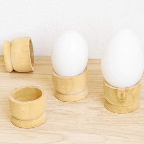 כלים עשה זאת בעצמך מחזיקי כוסות ביצה מעץ, 10 יחידות מחזיקי ביצי עץ פסחא מחזיק אחסון ביצה מגש פסחא אספקת