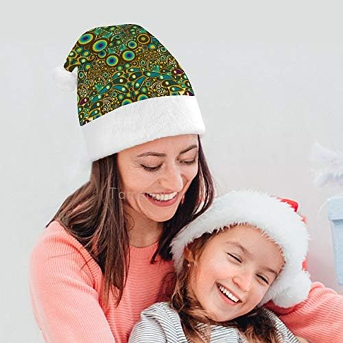 חג המולד סנטה כובע, טווס נוצת עיצוב חג המולד חג כובע למבוגרים, יוניסקס נוחות חג המולד כובעי לשנה
