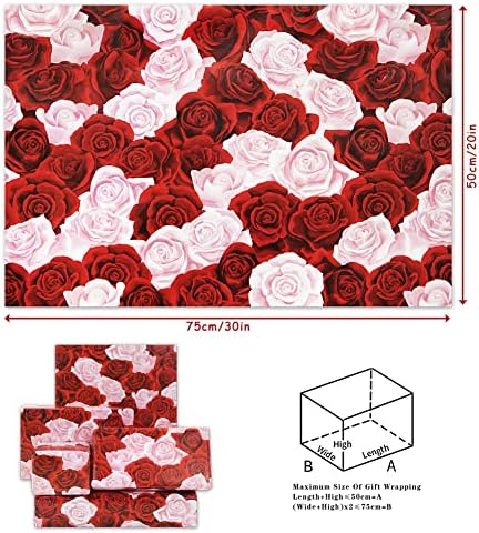 עלה מתנת גלישת נייר, אדום וורוד פרחוני מתנה לעטוף 4 מקופל גיליונות כלה מקלחת חתונה גלישת נייר ליום האהבה יום