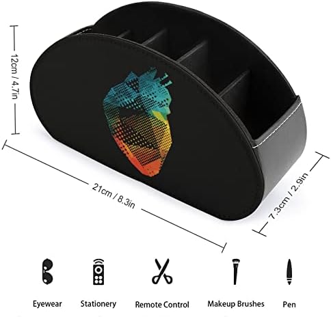 Love Heart2 PU עור טלוויזיה טלוויזיה מחזיקי שליטה רחוקים של שליטה משרדית מארגן שולחן עבודה עם 5 תא