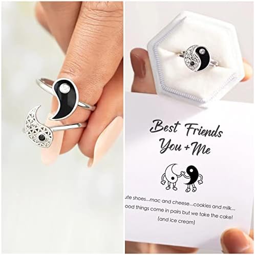 חמוד ידידות טבעות חותם טבעת נשים כדי שלי הטוב ביותר חבר אתה ולי כסף טבעות כפול צבע טבעת סטים