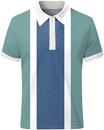 ביו קיץ פולו חולצות לגברים, 2022 חדש גברים של רוכסן צוואר קצר שרוול גולף חולצות צבע בלוק טלאים