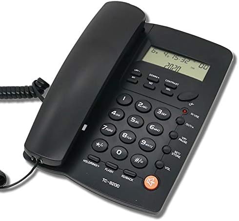 טלפון כבלים עם מזהה מתקשר, טלפון קווי משרד ביתי עם טלפון רב פונקציונלי של רמקול עם שעון מעורר מהירות חיוג