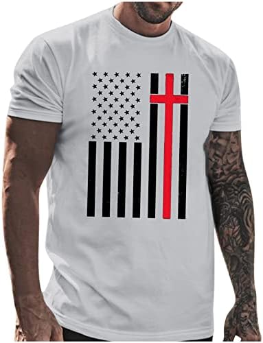 חולצת טריקו דפוס דגל אמריקאי וינטג 'גברים 4 ביולי דגל ארהב דגל גרפי גרפי מזדמן שרוול קצר שרוול