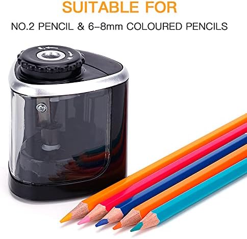 מחדדי עפרונות חשמליים, שילוב ידני חשמלי נייד מחדד מהיר, המתאים לעפרונות מס '2/צבעוניים, מחדד עפרונות עם 2 להבים,