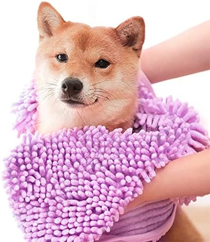 סופג כלב מגבת מהיר יבש לחיות מחמד אמבט מגבות מיקרופייבר עם יד כיסים לכלבים חתולים