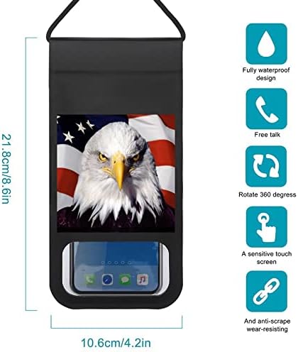מצחיק אמריקאי פטריוטית נשר עמיד למים טלפון פאוץ מחזיק מגן יבש תיק מקרה עם שרוך