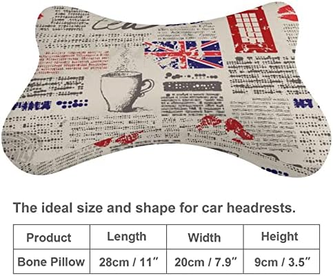 עיתון רטרו בריטניה כרית צוואר מכונית לונדון לנהיגה סט של 2 מושבים כרית ראש כרית ראש מנוחה תמיכה בצוואר