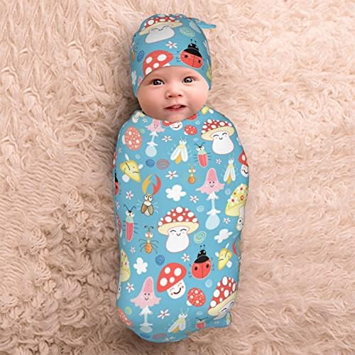 פטריות תינוקות תינוקות יילוד תינוקת שמיכת חוטף עטוף שינה רכה שקי שינה נמתחים מקבלים שמיכות עם כובע לילדות ילדות