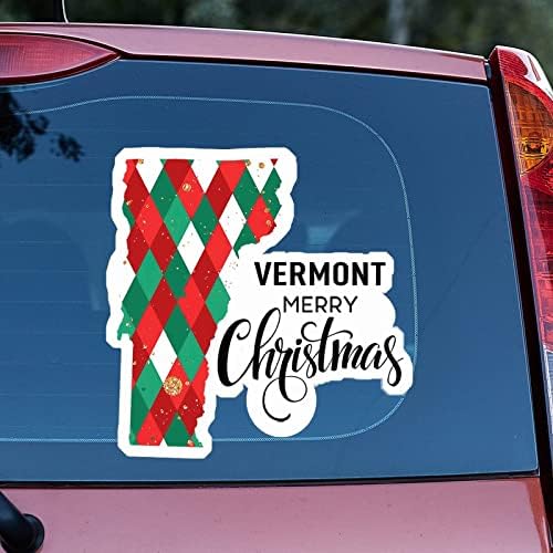 Vermont Home State מדבקות חג מולד עכברים חג המולד ורמונט מפת מכונית מדבקות קישור חג המולד מדבקות ויניל מדבקות