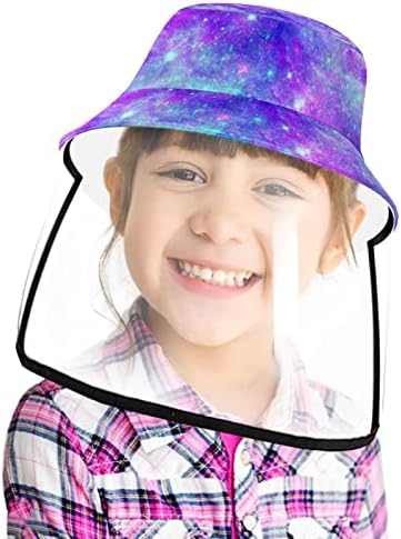 כובע מגן למבוגרים עם מגן פנים, כובע דייג כובע אנטי שמש, יקום כחול סגול ערפילית