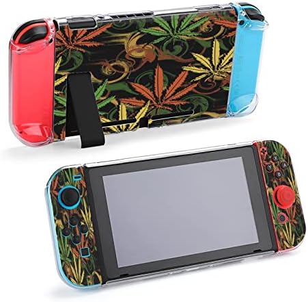 עלה עשב Rasta תואם למתג מגן חמוד מתג, כיסוי מודפס לעגינה עבור Nintendo Switch ו- Joy-Con