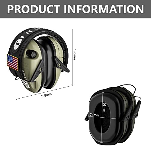 Tinsson NRR 23dB הגנה על אוזניים עם דגל ארהב דגל אוזניים אלקטרוניות לירי/ציד אוזניות להפחתת רעש