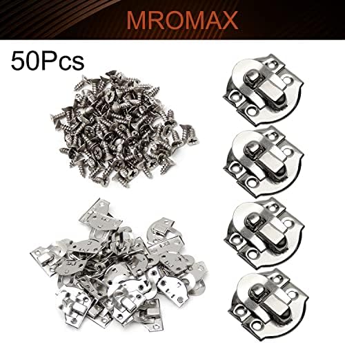 MROMAX 50 PCS תיבה תפסים תפסים תפסו את HASP 0.83 x 0.79 כסף למארז תכשיטים קופסת וינטג 'מארז עץ עץ נעילה