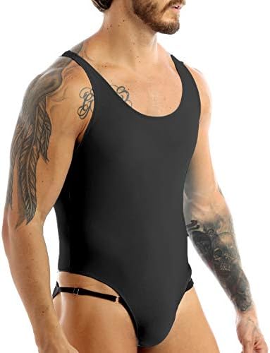 גברים של ספורט אתלטי טנק בגד גוף גבוהה לחתוך חוטיני בגד גוף מקשה אחת בגד ים רחצה חליפה