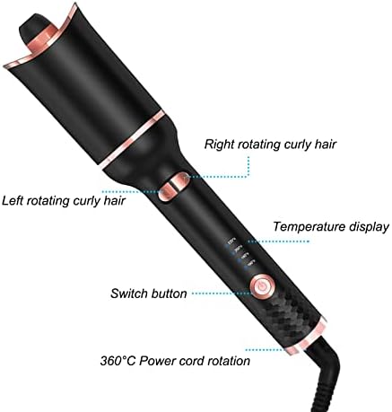 מסלסל שיער של Menqang, ברזל מסתלסל 1 אינץ 'LCD מתכוונן 4 טמפרטורה ו -3 טיימר טיימר אוטומטי שיער מתלתל נייד שרביט
