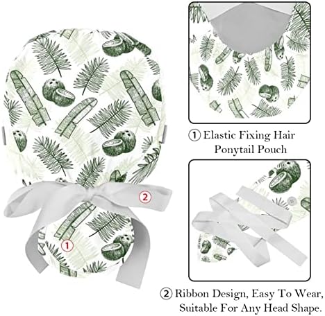 כובעי עבודה 2 יחידות עם כפתורים דפוסי לימון מכסים שיער ארוך של נשים כובע אחות כירורגי