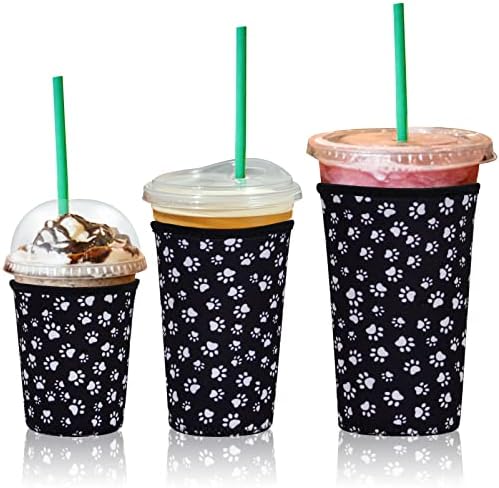 CICILEMO 3 PACK שרוול קפה ICE משקאות קרים מחזיק מבודד ניאופרן לשימוש חוזר לכוסות -טאל/גרנדה, ונטי, טרנטה, סופגניות