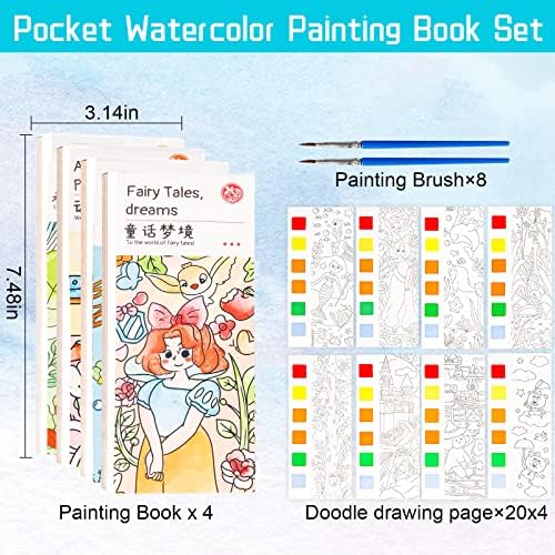 ספר ציור צבעי מים של Ghantoy, ספר צבעי מים בכיס, סימניות צבעי מים לצביעה, ערכת צבעי מים בכיס, שפרו