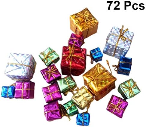 קופסאות קישוט של 72 יחידות עץ חג המולד מיניאטורות עץ מתנה קטנות עם חוט זהב קישוטי קישוט