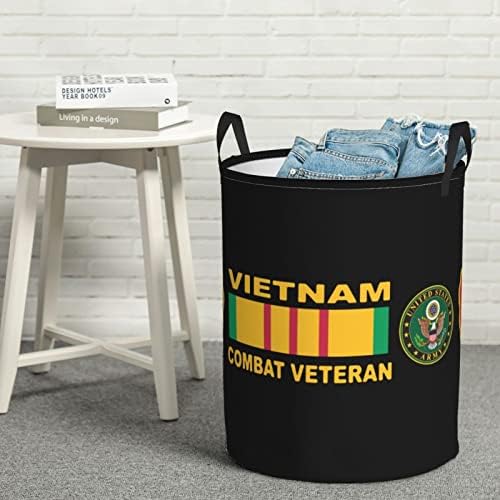 25 חיל הרגלים חטיבת וייטנאם ותיק כביסת עגול אחסון סלי מתקפל כביסה בגדי תיק לחדר שינה אמבטיה סל