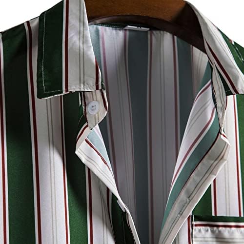 XXBR חולצות הוואי לגברים, כפתור שרוול קצר מפוספס חולצה קיץ חולצת טריק