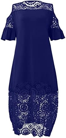 פוביגו שושבינה שמלות, פעמון שרוול בתוספת גודל טוניקת שמלה לנשים אופנה עבודת אביב סירת צוואר שלג מוצק צבע