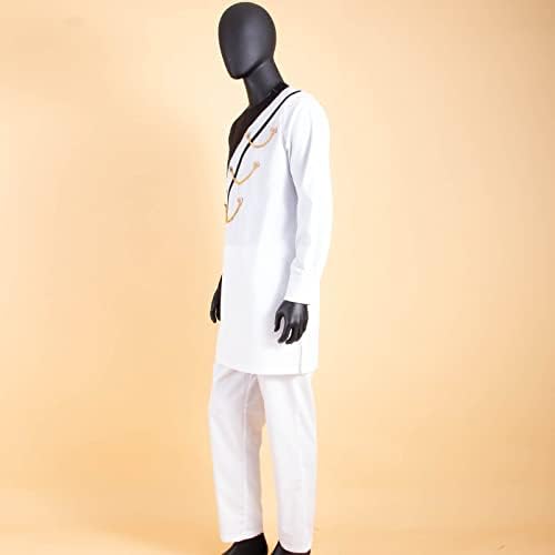 בגדים מסורתיים אפריקאים לגברים פלוס חולצות ומכנסיים בגודל 2 חלקים תלבושות שבטיות