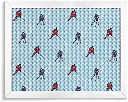 שחקני הוקי קרח ערכות ציור יהלומים מסגרת תמונה 5D DIY מקדחה מלאה ריינסטון אמנויות עיצוב קיר למבוגרים עץ לבן 50 *