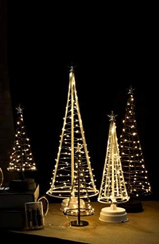 עץ חג המולד מיני מואר בסוללה למקורה המתאים לבית קפה, בית, מסיבה, עם בסיס פלסטיק