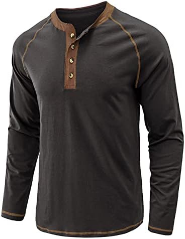 חולצות סוודר לגברים כפתור קפיץ גדול וגבוה חולצת טש עגול בצוואר מלא חולצה חולצה שרוול ארוך
