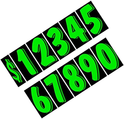 Versa-TAGS 7.5 מספר ויניל שחור/ירוק מדבקות 11 תריסר תמחור של השמשה הקדמית וחבילה אחת של כל אחד מהמזומנים