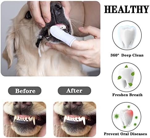 מברשת שיניים אצבעות כלבים טילנמי, ערכת מברשת אצבעות, שיניים קלות ניקוי אוראלי טיפול שיניים לחתולים חיות
