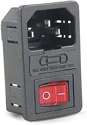Ganyuu 10a 250VAC 3 PIN IEC320 C14 מחבר כניסה שקע חשמל תקע עם מתג נדנדה של מנורה אדומה 10A